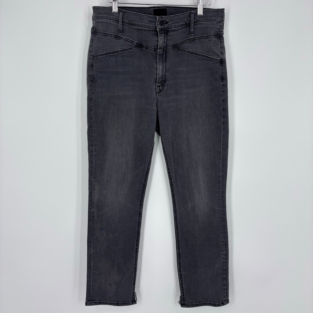 Mother The Dazzler Yoke Front Ankle Women 30 Faded Black High Rise Straight Jean